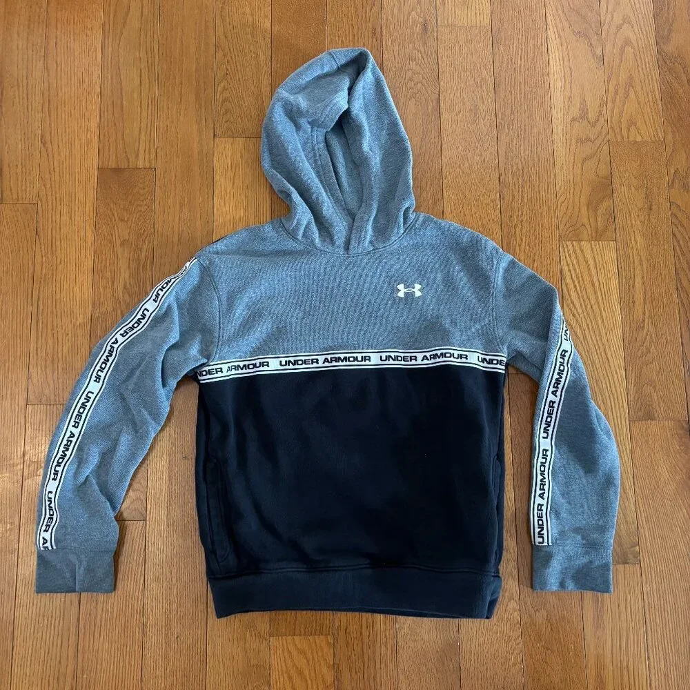 Boys Under Amour Gray and Black Hoodie